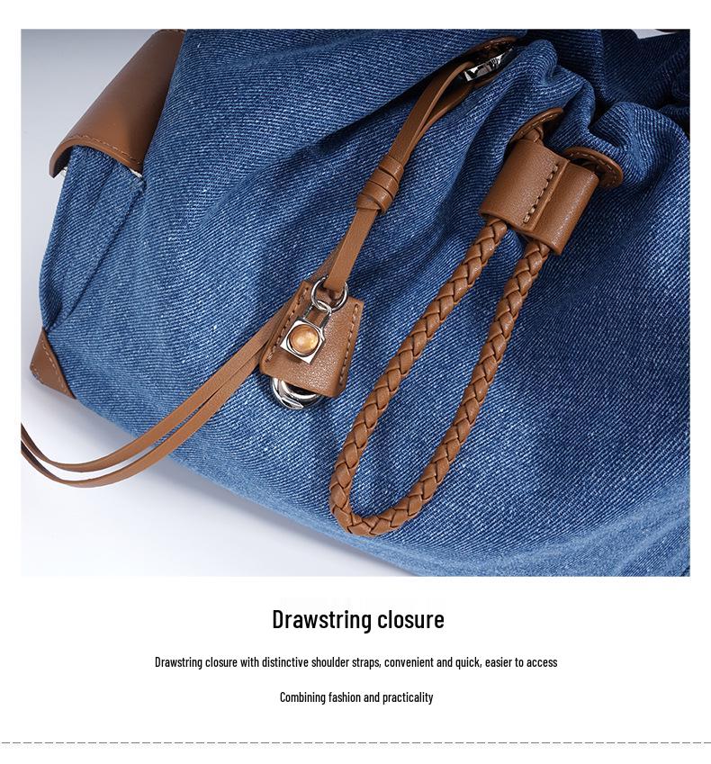 High-End Retro Denim Patchwork Drawstring Shoulder Bag (2025 Design)