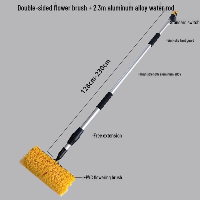 Telescopic Car Cleaning Brush with Soft Bristles, Long Handle, and Absorbent Mop Head
