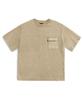 Peullukeu Out-Pocket Slam Logo Patch Pigment Short Sleeve T-Shirt Beige Fst734