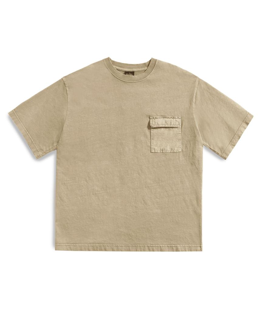 Peullukeu Out-Pocket Slam Logo Patch Pigment Short Sleeve T-Shirt Beige Fst734