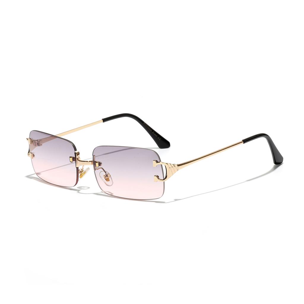 Ruiao  rimless sunglasses UV400 fashion square metal glasses for men women designer man's brand sun shades for outdoor