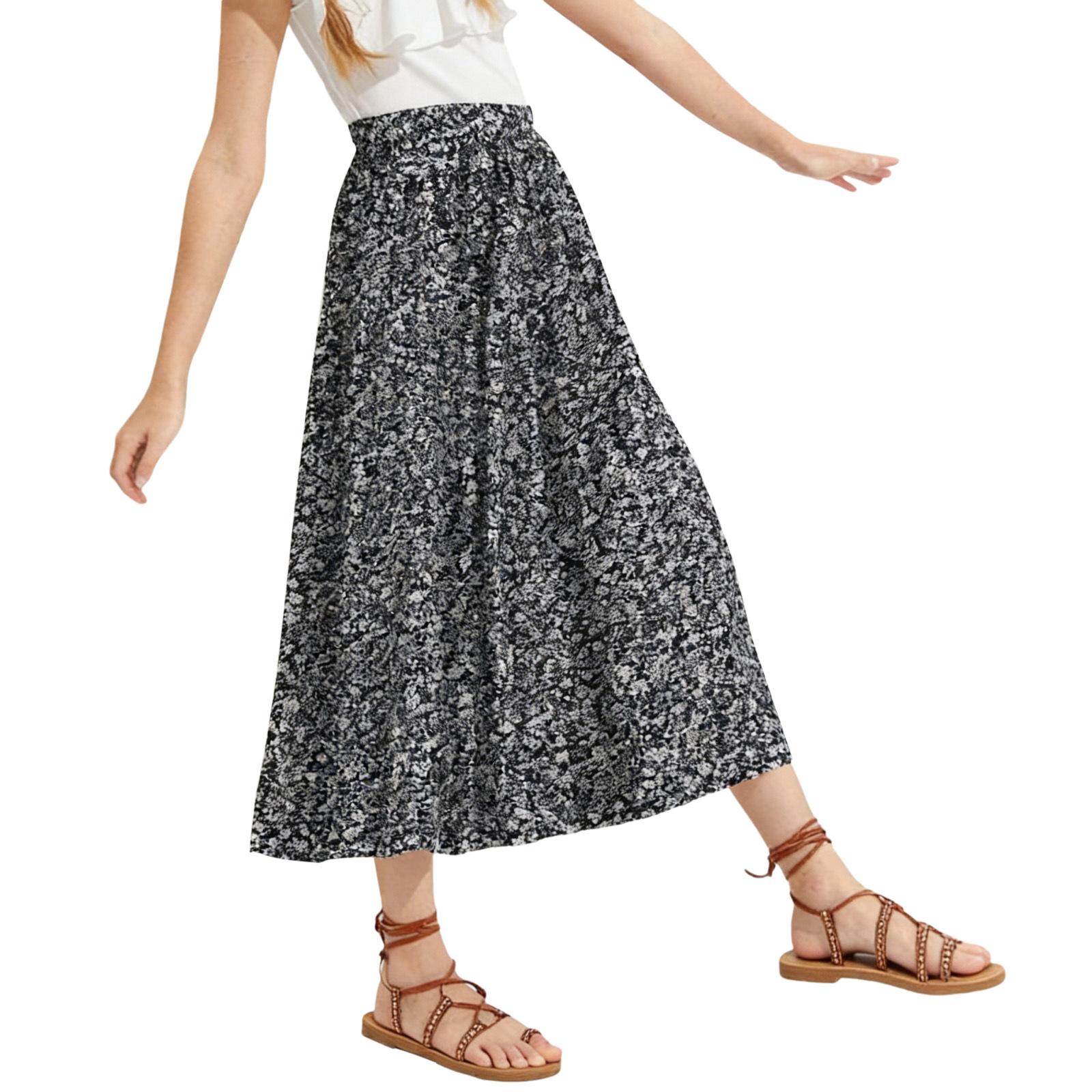 Children s Casual And Fashionable Floral-print  Skirt 120 чёрный