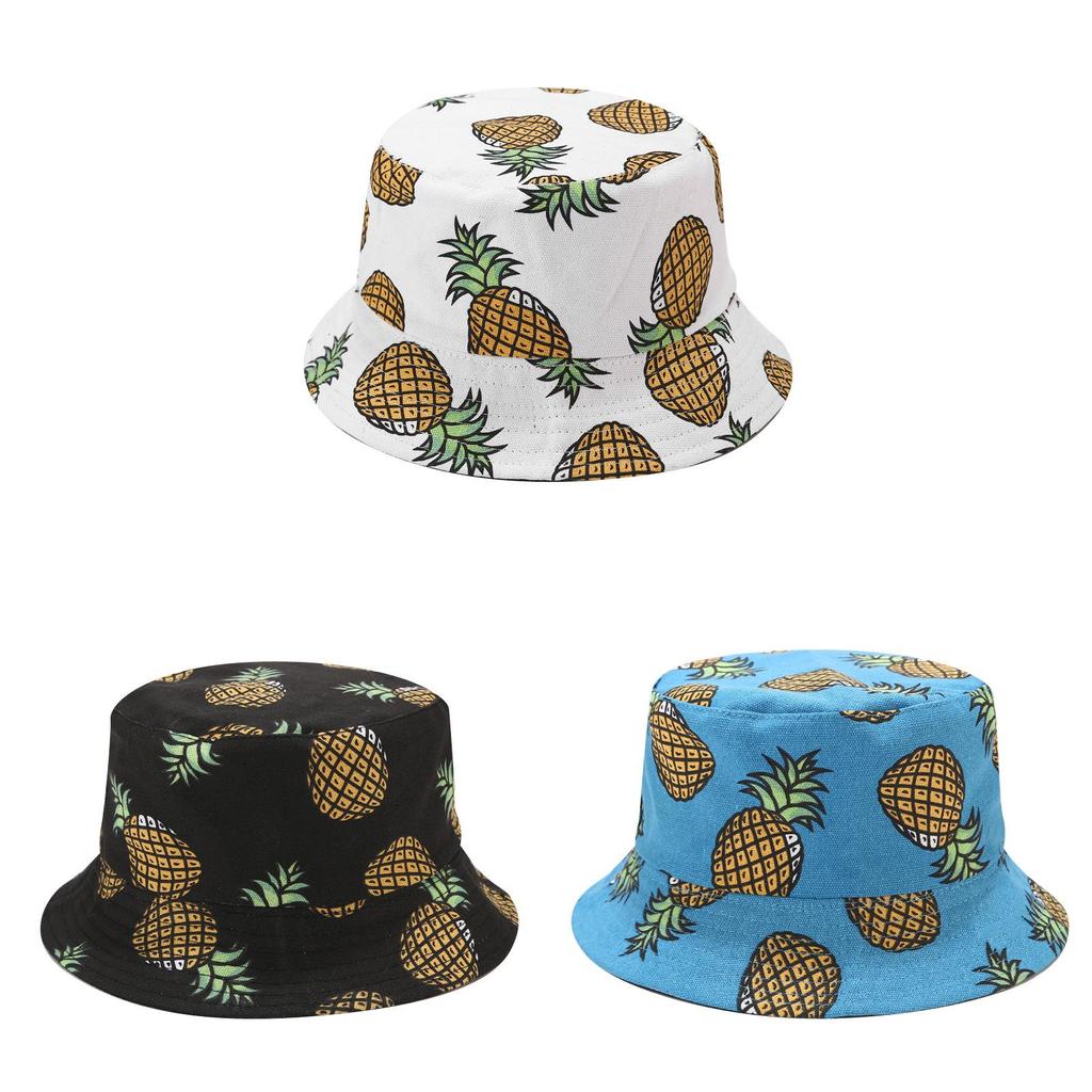 Summer Fruit Pineapple Doublesided Fisherman Hat With Uv Protection For Casual Travel