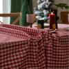 Red Plaid Cotton Linen Rectangle Tablecloth – Dustproof, Decorative, Literary Festival Style