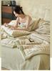 Sleeping Grid Cotton Linen Summer Quilt