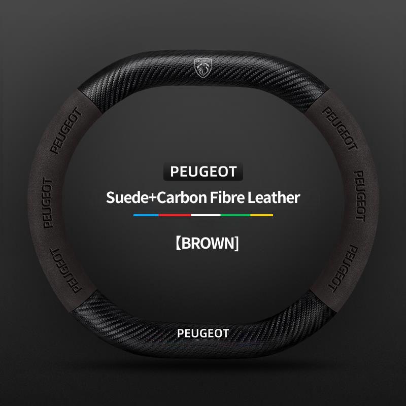 Suede Leather Car Steering Wheel Cover For Peugeot 3008 4008 5008 208 e208 2008 e2008 207 206 Carbon Fiber Non-slip Wheel Covers