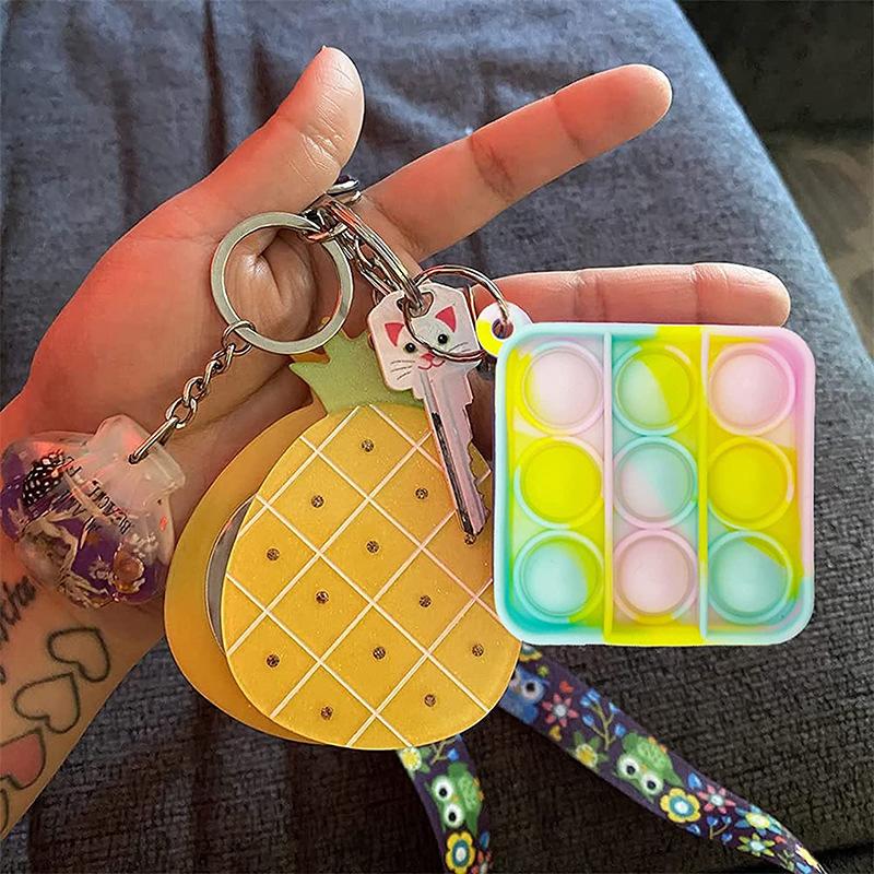 10/30/50Pcs Pop Keychains Fidgeting Toys Bulk Push Stress Ease Tactile Toys Classroom Prizes Birthday Party Favors