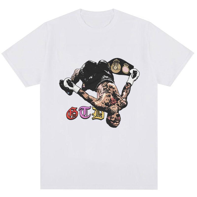 Print Retro Trend Mens and Womens Boxing Summer Print 100 Pure Cotton Shortsleeved Shirt