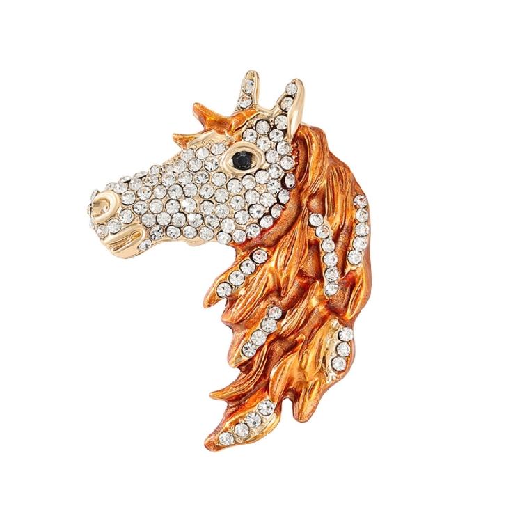 Fashionable Crystal Horse Pin For Stylish Outfits Animal Shaped Lapel Accessory with Crystals Clothing Accessories
