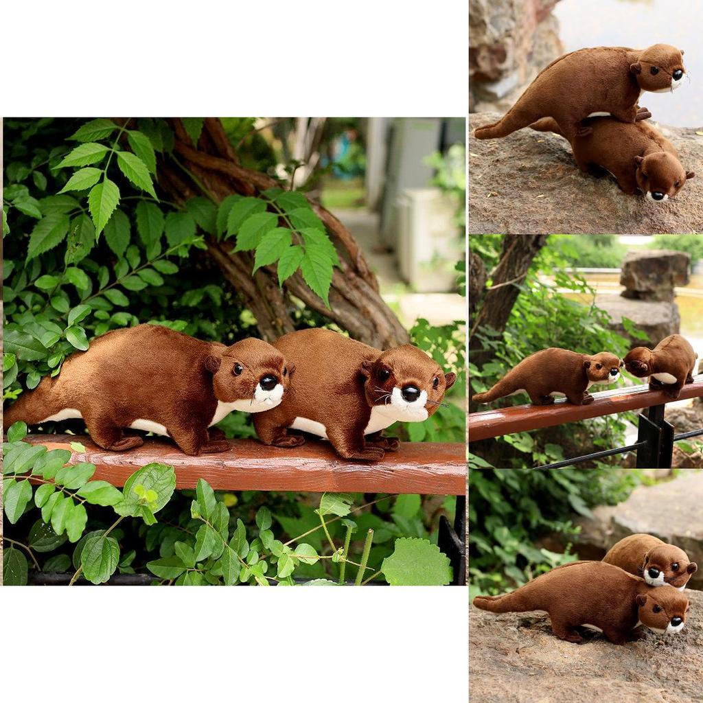 Adorable Otter Stuffed Plush Toy Realistic Long Fur Soft Animal Figure 40cm Gift