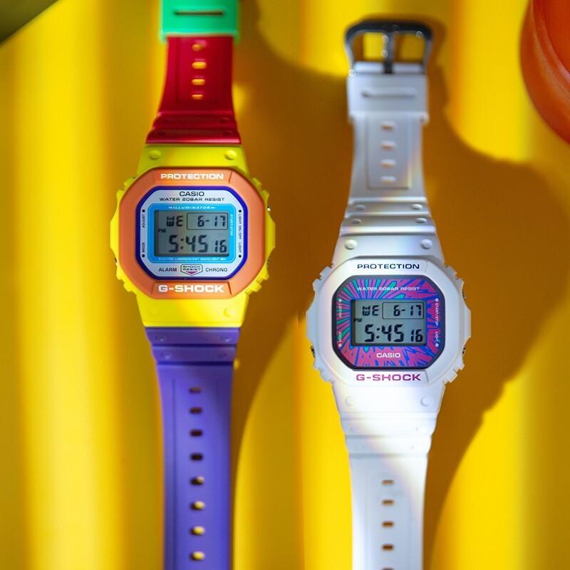 Casio Serie G-SQUAD G-SHOCK Serie Colorata Neon Quadrato Piccolo alla Moda Resistente agli Urti Impermeabile Movimento al Quarzo Cinturino in Resina Giapponese e DW-5610DN-9PR