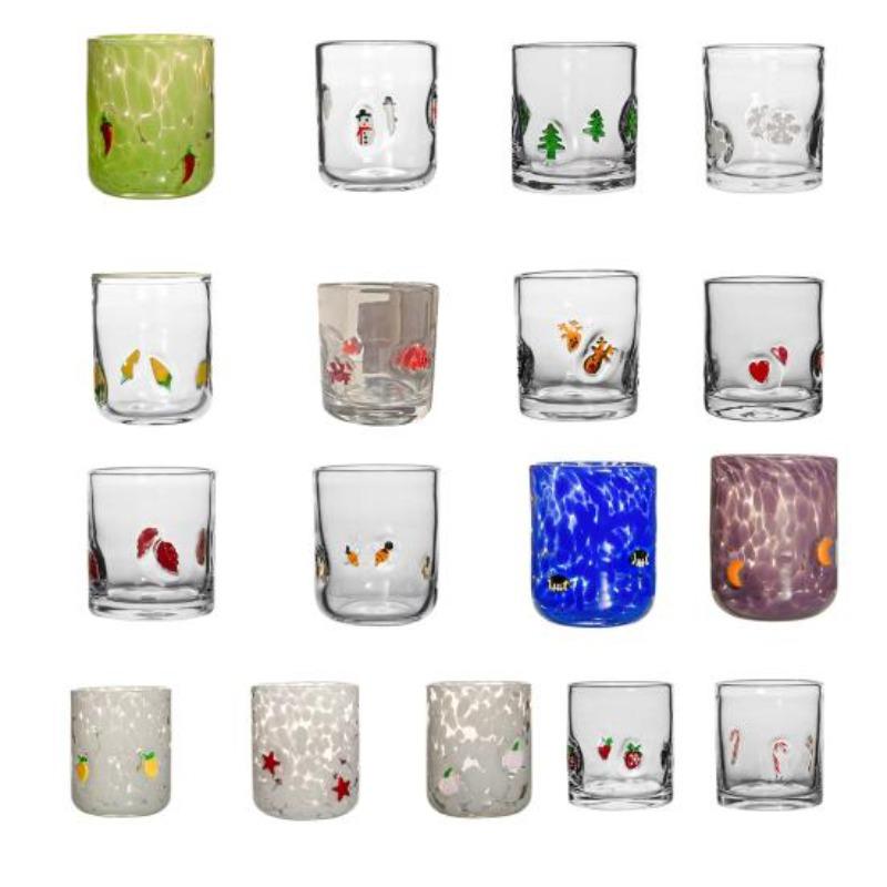Weihnachtsikone Glas Feiertagsmotiv Stiellose Trinkgläser Texturdesign Glaswaren Weihnachten Erntedankfest Party