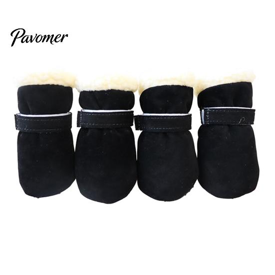 Comfortable Outdoor Dog Gear 4Pcs Winter Booties, Fleece Lined Snow Boots, Warm Adjustable Protective Paw Wear for Dogs Protectors with Non-slip Soles