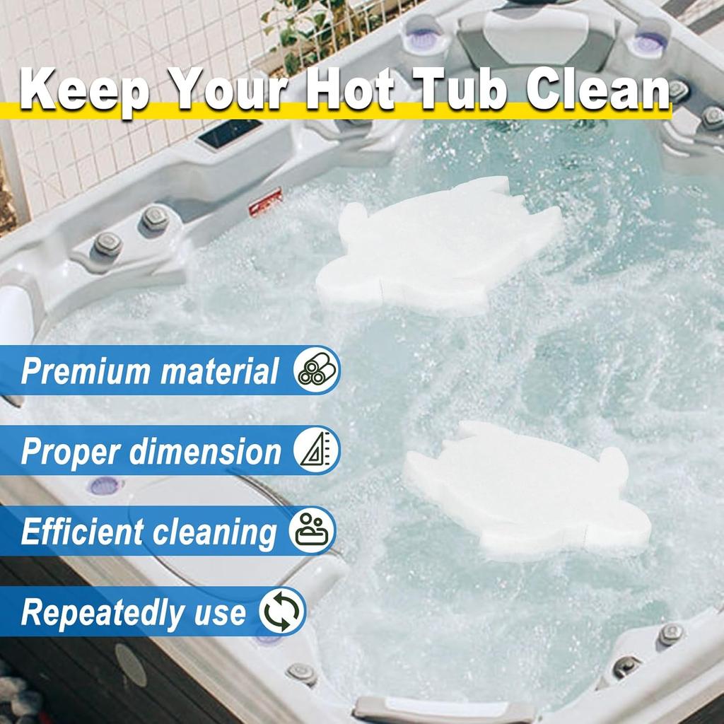Spa Scum Absorber for Hot Tub Oil Absorbing Sponge for Inflatable Hot Tub Swimming Pool Hot Tub Waterline Clean Pool Maintenance Accessories 2 Pack