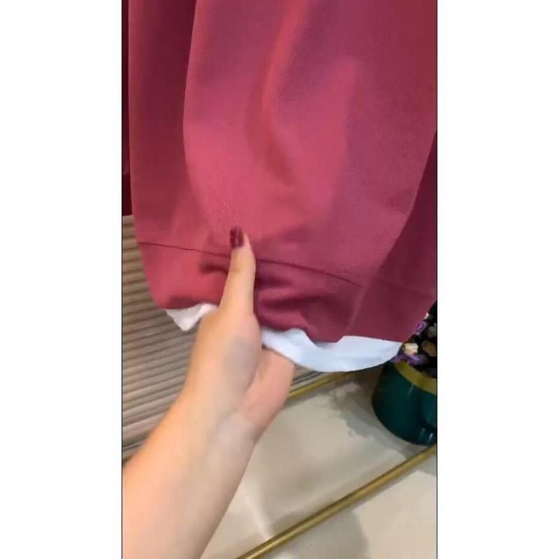 Plus Size Women Fake Two Piece Long Sleeve T Shirt Loose Fit Casual Top