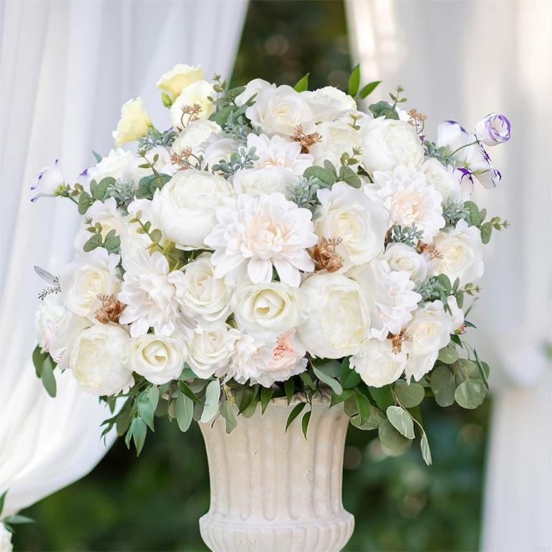 Color Silk Floral Arrangement Gift Box Hollow Stems Fabric Flowers for Wall Decoration Crafts Event Decoration
