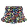 Graffiti Sunscreen Bucket Hats Sun Protection Letter Print Fishing Cap Double-Sided Breathable Sunshade Hat Outdoor
