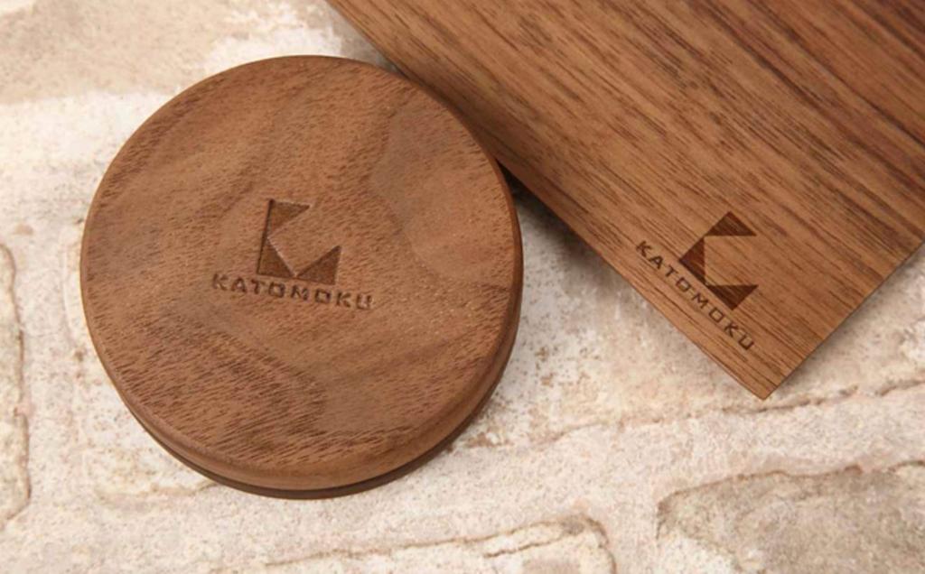 KATOMOKU Vermilion Ink and Stamp Mat Set L (km-10L) Walnut Wood