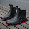 Fashion Rain Shoes Men's Non-slip Waterproof Shoes Kitchen Women's Rubber Shoes Car Wash Wear-resistant Water Boots Fleece Warm Short Rain Boots