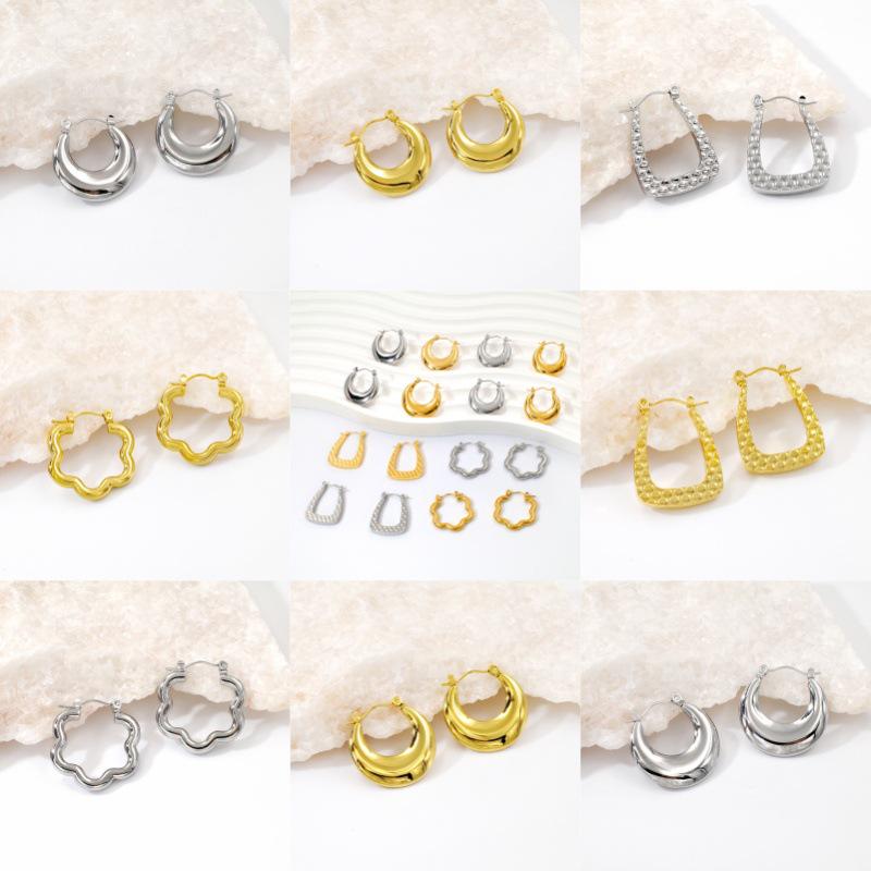 European Luxury 18K Gold-Plated Titanium Steel Earrings