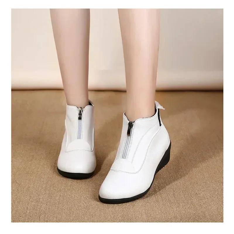 Neue Winterstiefel Damen Damen Schneestiefel Keilabsatz Winterschuhe Damen Warme Pelz Freizeitschuhe Zip Damenschuhe Botas Mujer