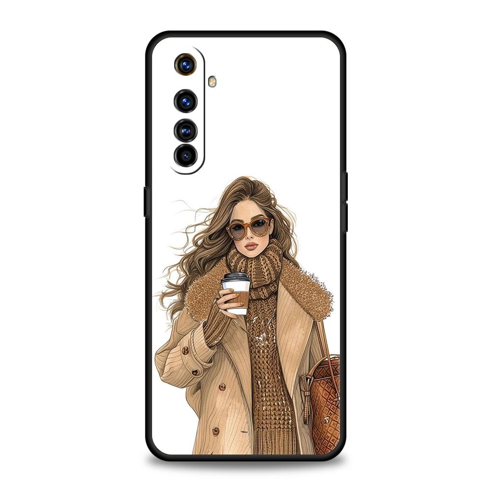 Girl Boss Female Coffee Phone Case For Realme 13 12 11 10 9 8 5G 7 C25 C35 GT5 GT3 GT2 Pro Plus For Realme GT Neo 2 3 3T 5 Cover