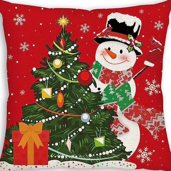 Christmas Snowman Bell Pillowcase Living Room Bedroom Bed Backrest Cushion Home Festive Atmosphere Decoration Backrest