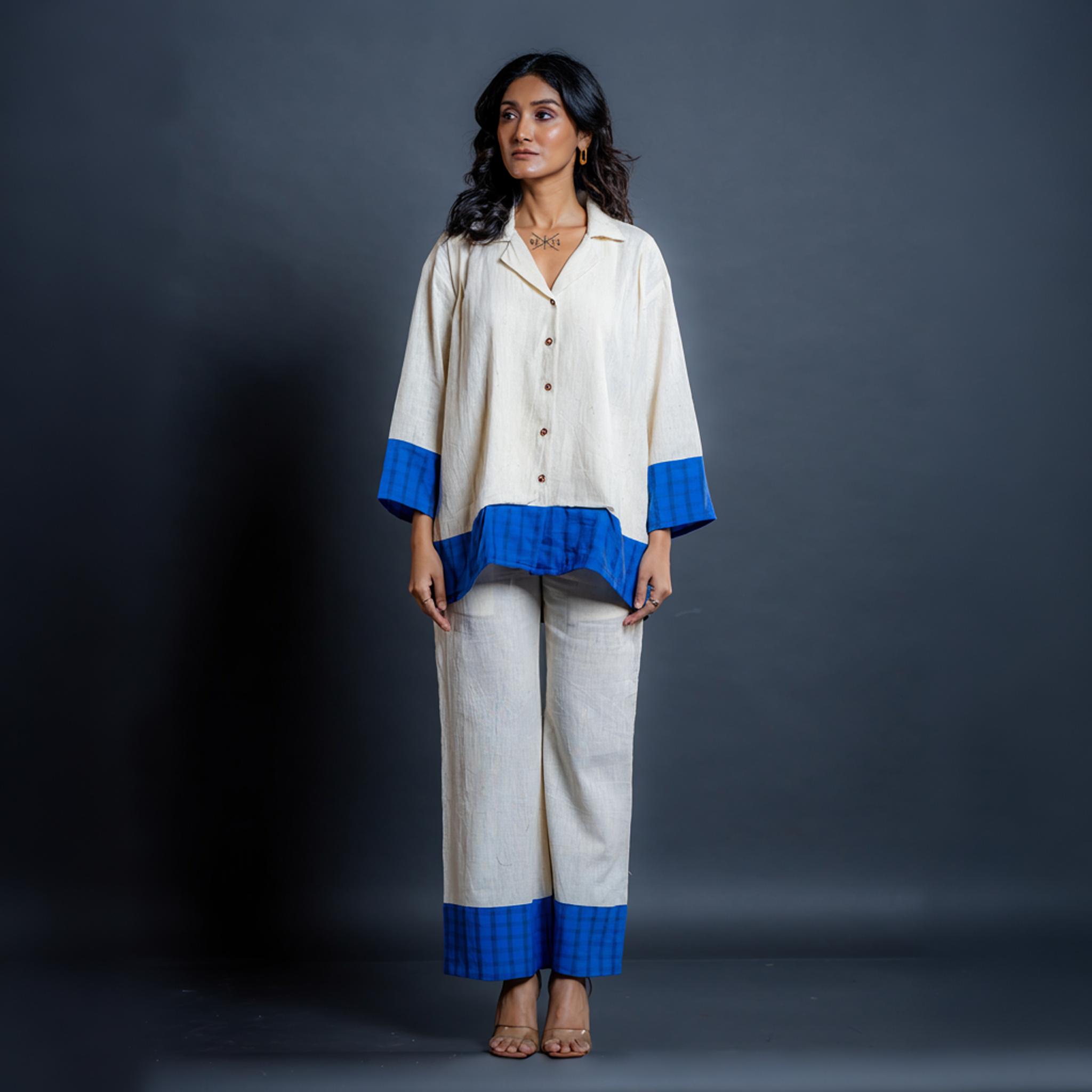 Maris Kora-blue Kala cotton Co-ord set XXL грязно-белый/синий