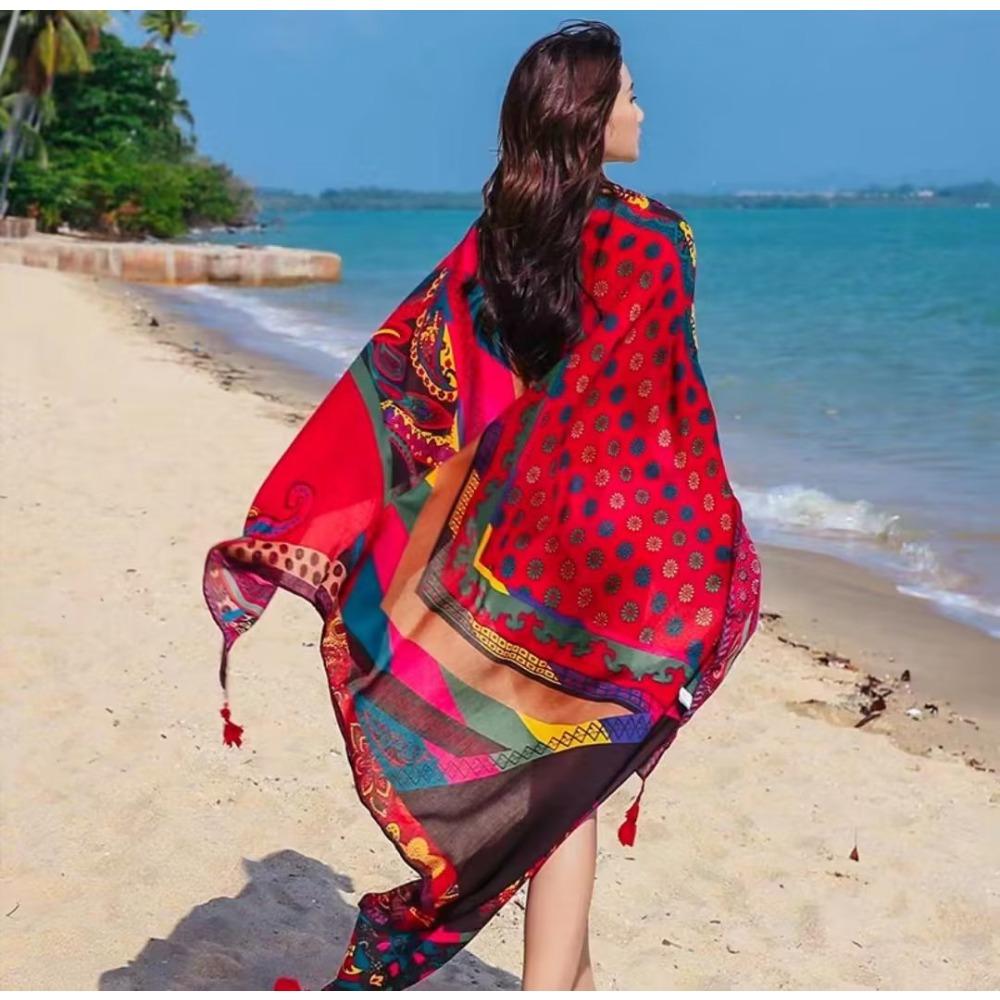 Chaka Salt Lake Great Northwest Tourism Ethnic Style Scarf Silk Scarf Women'S Summer Seaside Beach Shawl Sunscreen Thin