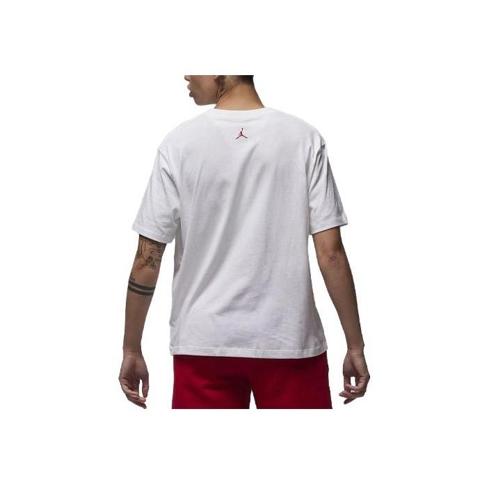 Jordan Alphabet Print Ribbed Crew Neck Sports T-Shirt Women Tops White FD7202-100