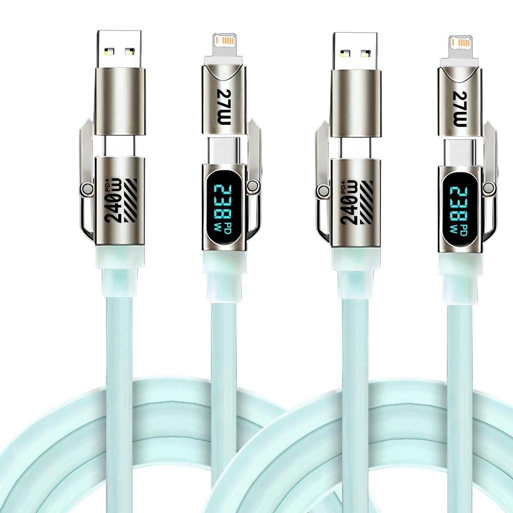 4 In 1 Digital Display Super Fast Charging Cable Intelligent Digital Display Short Wire for Iphone17 Samsung Android Devices