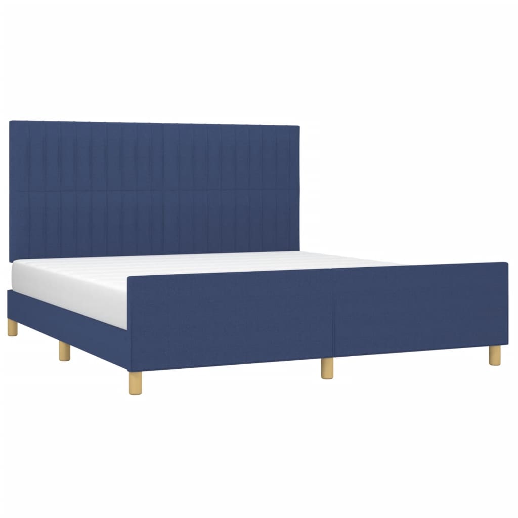Bed Frame without Mattress Blue 180 x 200 cm Fabric