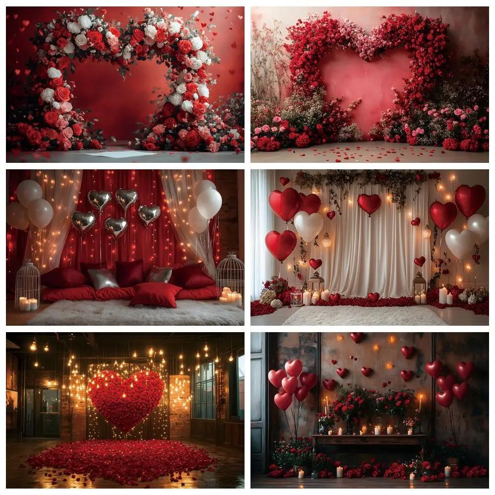 Romantic Valentine's Day Red Rose Love Candle Photography Banner Background, Indoor Scene Couple Photo Shooting Studio Backdrop