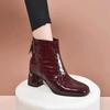 Damenstiefel Damen niedlich runde Spitze hohe Qualität weinrot Reißverschluss hinten hoher Absatz Herbststiefel Dame cool schwarze Schuhe ab715