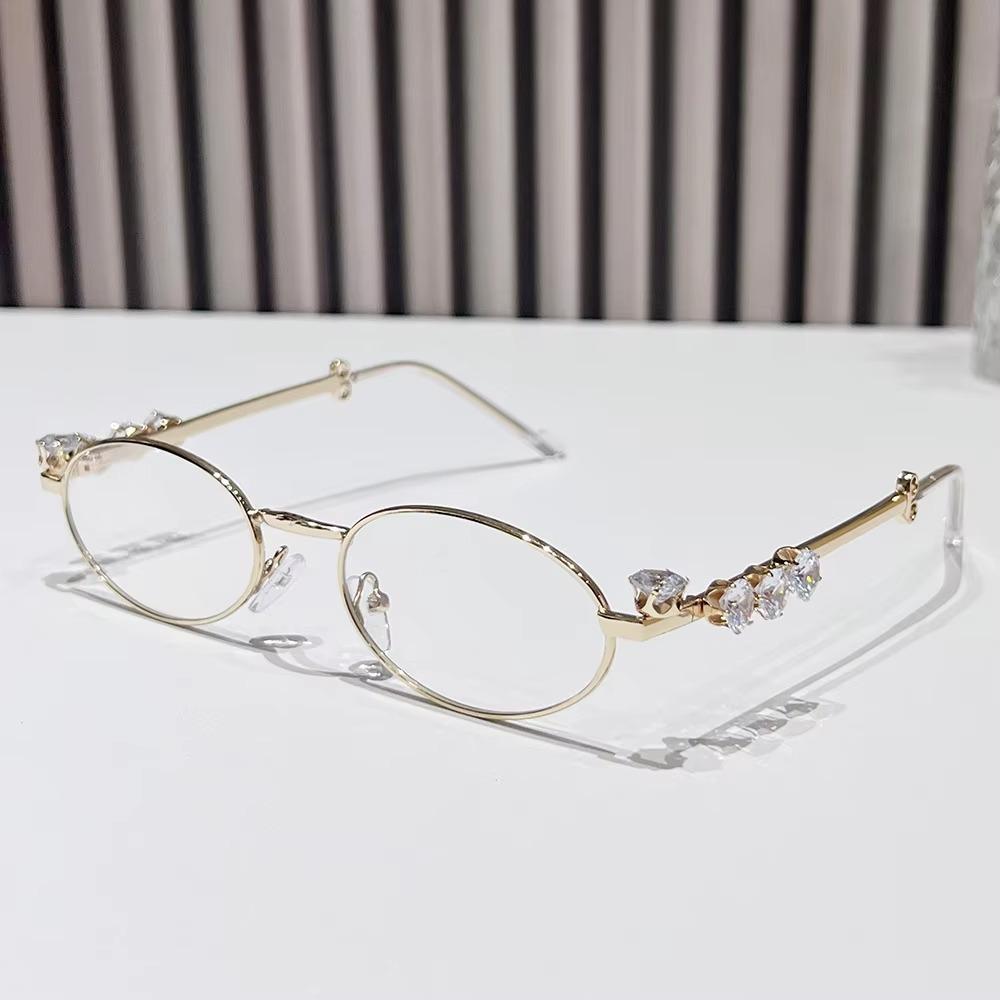INS Rhinestone Sunglasses Y2k Oval Women Sunglasses Convenient Retro Frame Eyewear  Unisex