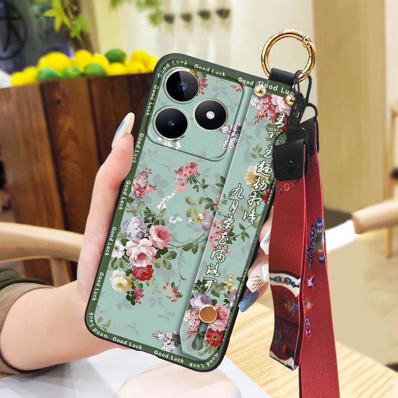 Wristband Anti-dust Phone Case For Realme C53/Narzo N53 Back Cover Wrist Strap Kickstand Waterproof For Mom Anti-knock