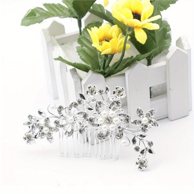 Trendy Handmade Tiara Wedding Hair Comb Leaf Flower Bridal Hairpins Pearl Rhinestone Head Jewelry Girls Wedding Hair Accessories