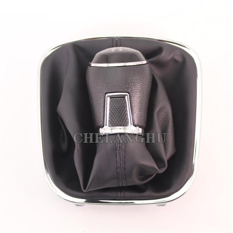5 Speed Gear Stick Shift Knob Level Leather Boot For VW Polo 6R Hatchback 2009 2010 2011 2012 2013 Car-styling
