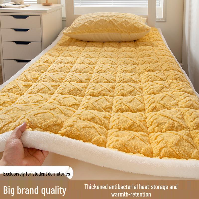 Winter Milk Velvet Mattress Topper for Dorms - Thick Coral Fleece Pad for Single Beds