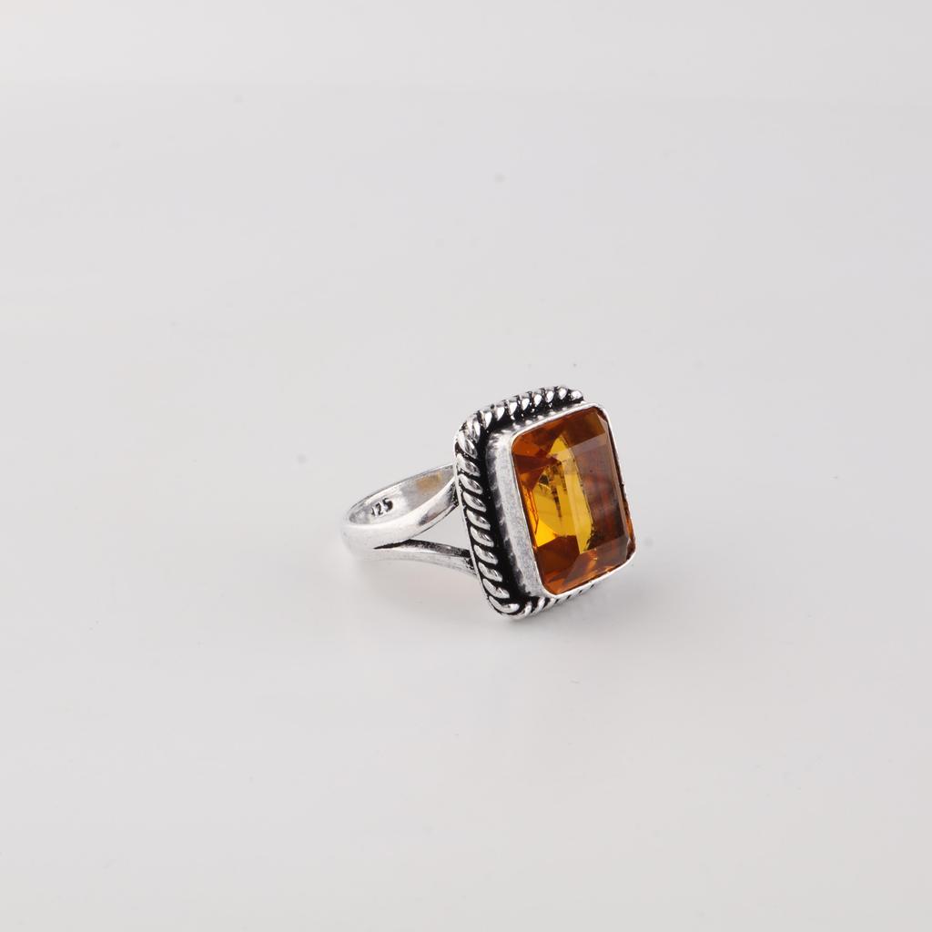Natural Citrine Gemstone 925 Sterling Silver Handmade Women's Jewelry Pretty Proposal Ring For Her RR-71-4