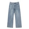 Trendy Wijde Jeans, Gewassen, Slijtageplekken, Patchwork, Unisex Stijl