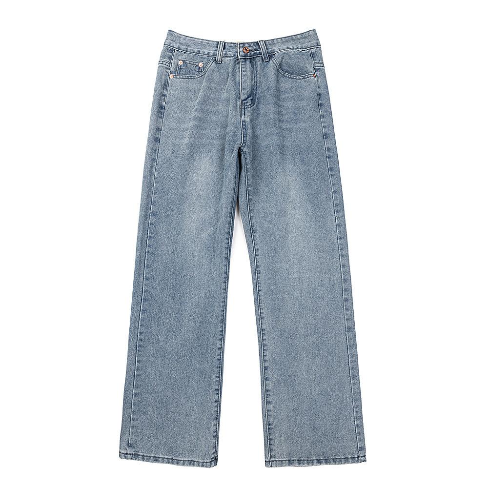 Trendy Wijde Jeans, Gewassen, Slijtageplekken, Patchwork, Unisex Stijl
