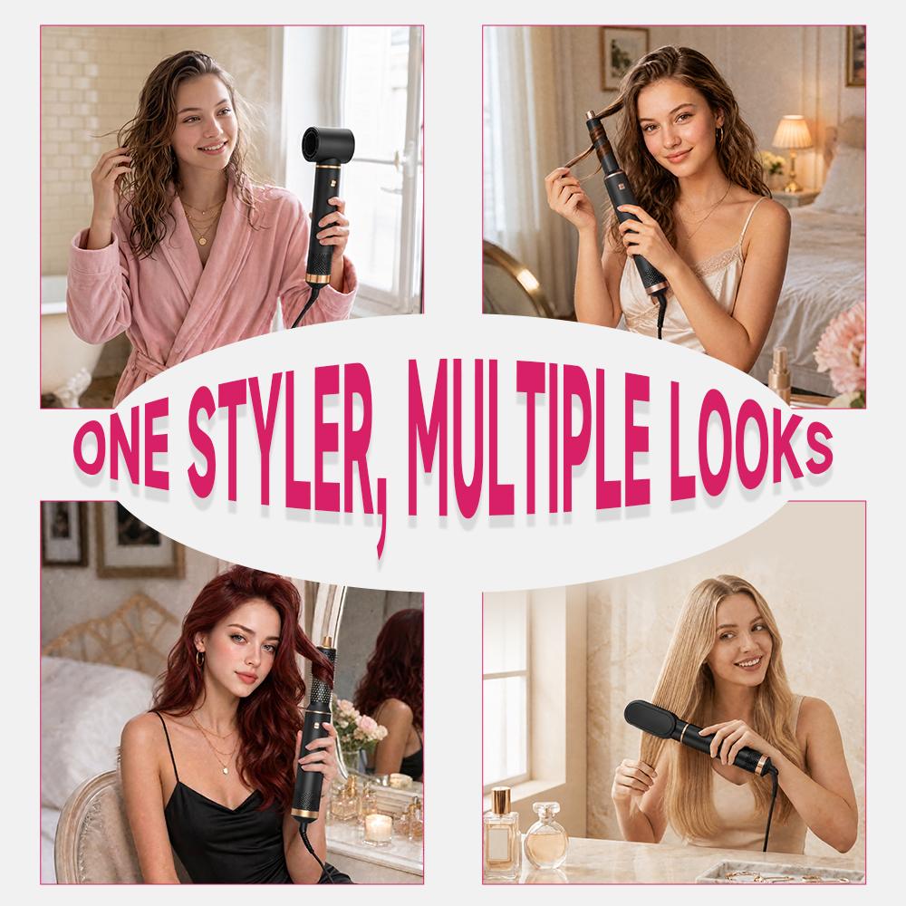 5 In 1 Stylist Equipment Hair Dryer Brush 1000W Hot Air Styler One Step Hair Straightener and Curler Tools