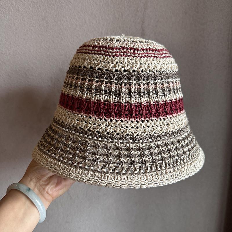 Women Wide Brim Woven Fisherman Hat With Polyester Material For Gift Summer