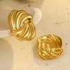 GEMCHIC Women's Gold Twisted Knot Stud Earrings Stainless Steel Geometric Minimalist Hypoallergenic Jewelry