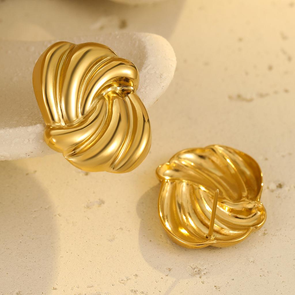GEMCHIC Women's Gold Twisted Knot Stud Earrings Stainless Steel Geometric Minimalist Hypoallergenic Jewelry