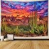 Mountain Tapestry Desert Cactus Tapestry Sunset Clouds Tapestry Psychedelic Trop