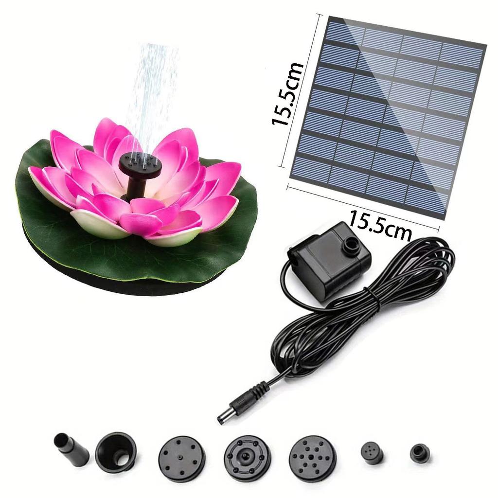 Solar Fountain Floating Landscaping Outdoor Water Feature Garden Fountain Pool Water Feature, Lotus Leaf Flower Model, Combination Fountain