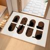 Cartoon Black Cat Pattern Carpet Minimalist Design Rug Non-Slip Door Mat with Paw Prints for Entryway Home Decoration Floor Mat