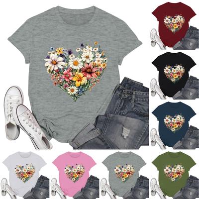 Women's Round Neck  Printed Short-sleeved T-shirt Top